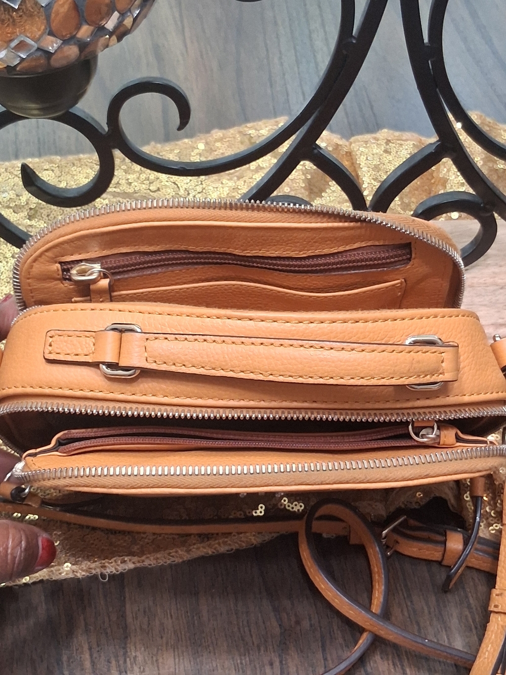 Dooney & Bourke Caramel Brown Pebbled Leather Crossbody - Picture 8 of 11